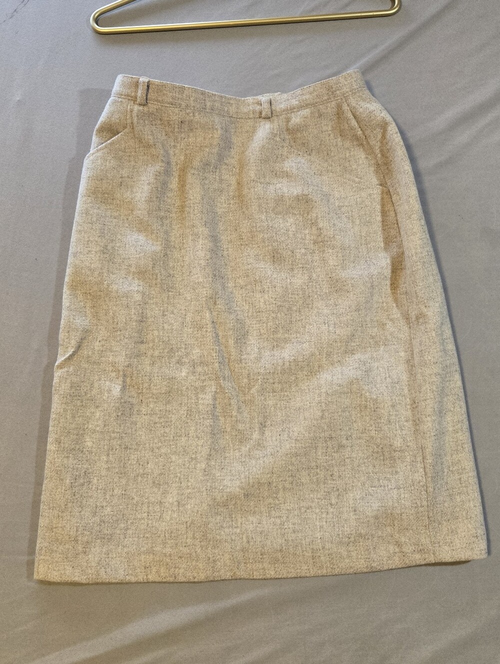 Jones New York 100% Pure New Wool Neutral Tweed Pencil Skirt Made In Canada